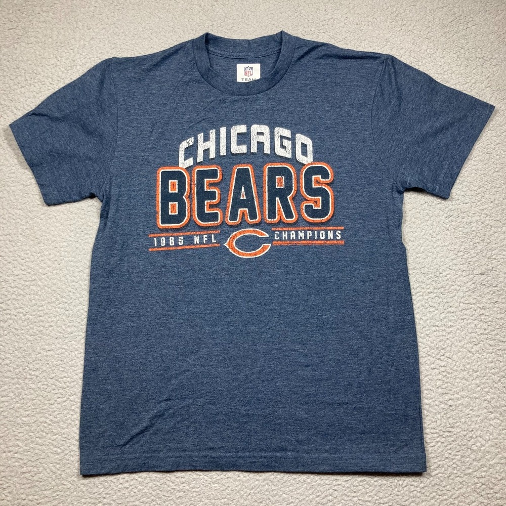 Chicago Bears Shirt Adult Small Gray Short Sleeve 1985 NFL Champions Football